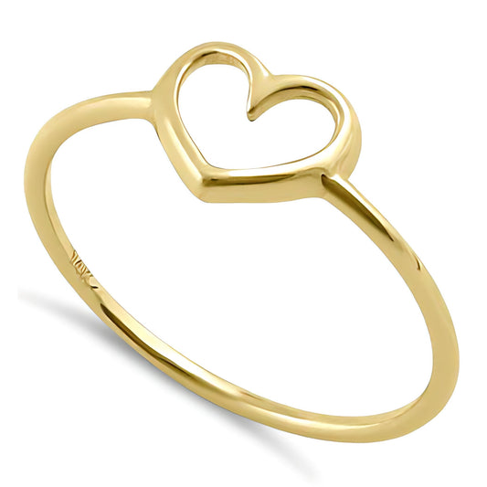 Vinali 14K Solid Yellow Gold Simple Open Heart Ring for Women