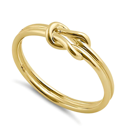 Vinali 14K Solid Yellow Gold Love Knot Double Band Ring for Women