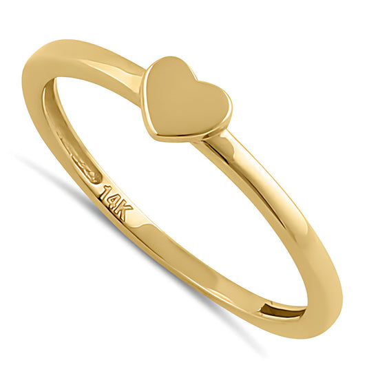 Vinali 14K Solid Yellow Gold Tiny Heart Ring for Women