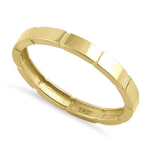 Vinali 14K Solid Yellow Gold Brick Pattern Stacking Band for Women