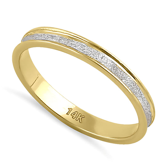 Vinali 14K Solid Two Tone Gold Stardust Wedding Band for Women