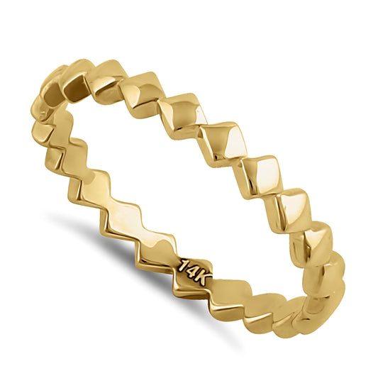 Vinali 14K Solid Yellow Gold Zig Zag Chevron Stacking Band for Women