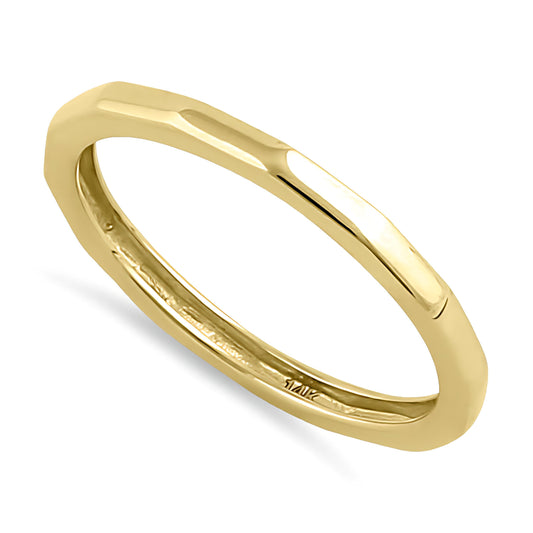 Vinali 14K Solid Yellow Gold Faceted Stacking Band Ring for Women