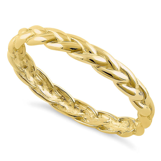 Vinali 14K Solid Yellow Gold Braided Wheat Eternity Band Ring for Women
