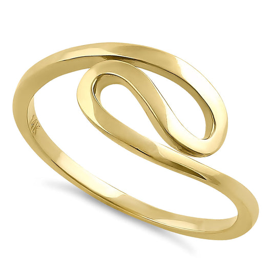 Vinali 14K Solid Yellow Gold Ocean Wave Swirl Ring for Women