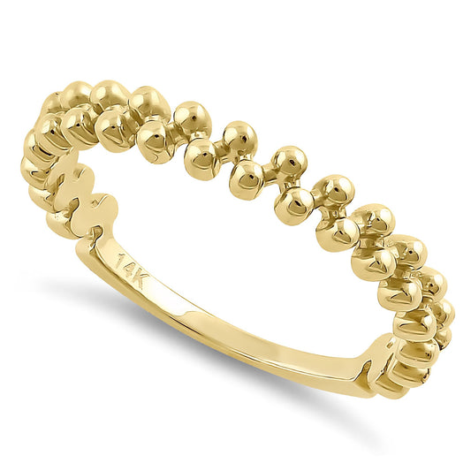 Vinali 14K Solid Yellow Gold Bubble Bead Stacking Ring for Women
