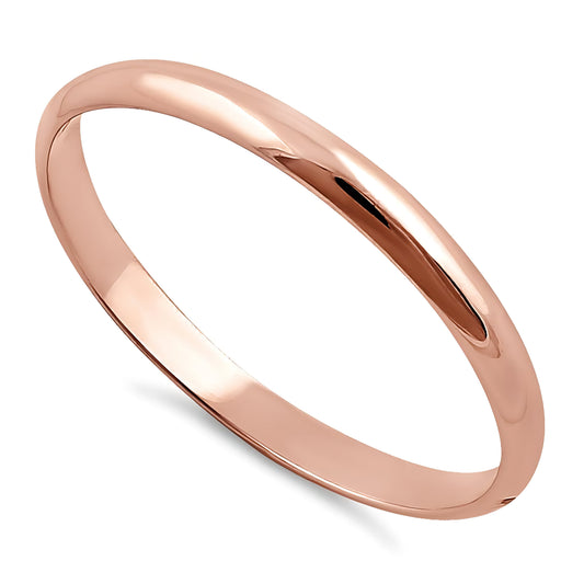 Vinali 14K Solid Rose Gold 2mm Plain Dome Wedding Band Ring for Women
