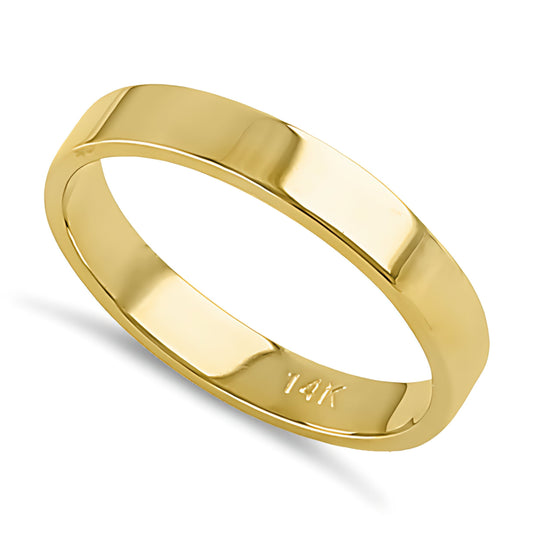 Vinali 14K Solid Yellow Gold 3mm Flat Wedding Band for Men and Women