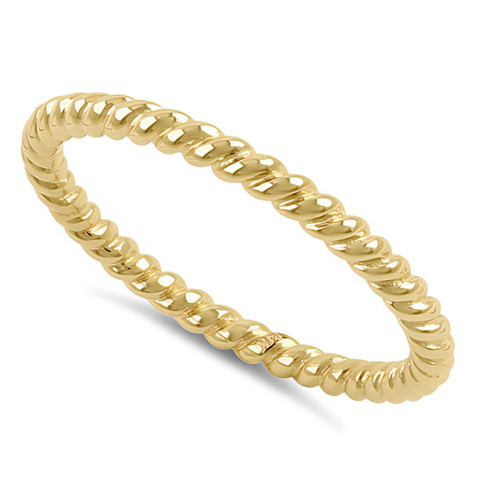 Vinali 14K Solid Yellow Gold 1.8mm Band Twisted Rope Stacking Ring