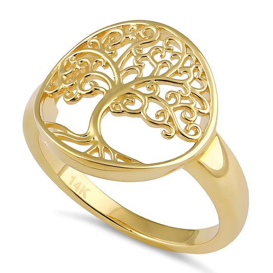 Vinali 14K Solid Yellow Gold Tree of Life Ring for Women