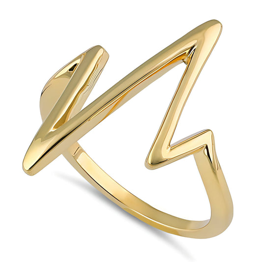 Vinali 14K Solid Yellow Gold Heartbeat Ring for Women