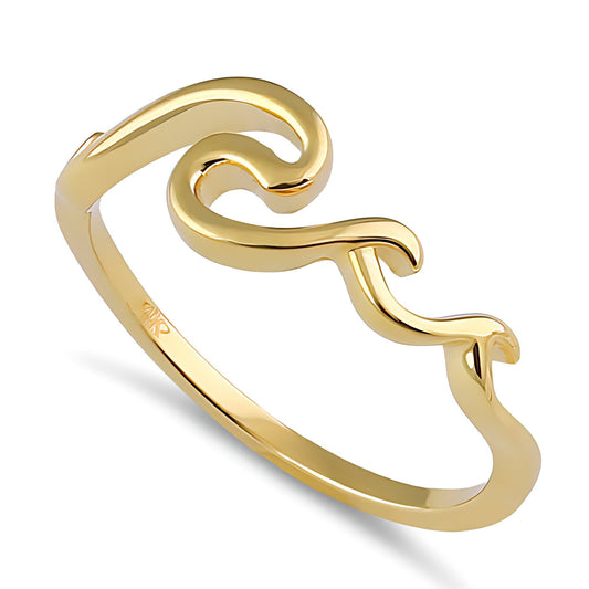 Vinali 14K Solid Yellow Gold Ocean Wave Ring for Women
