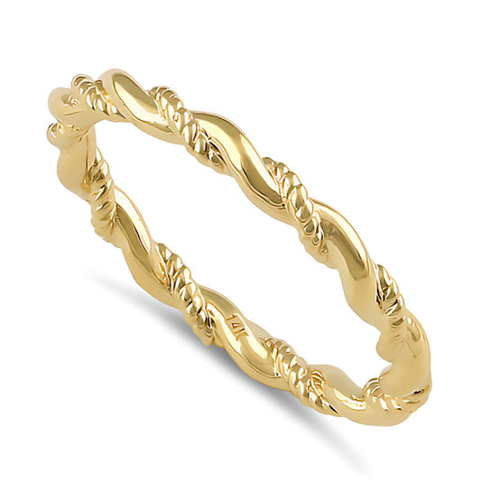 Vinali 14K Solid Yellow Gold 2.4mm Band Twisted Rope Stacking Ring