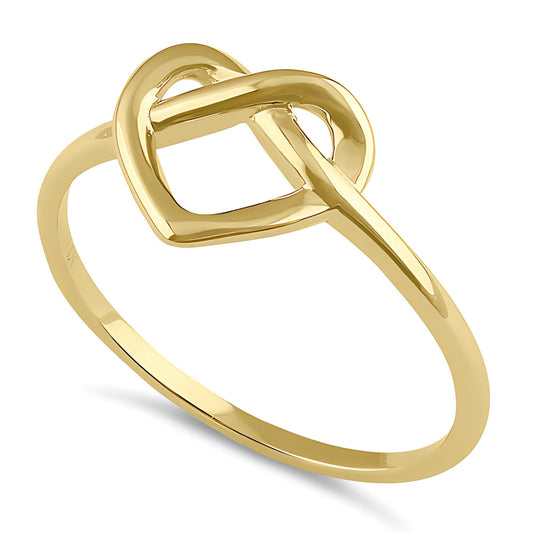 Vinali 14K Solid Yellow Gold Heart Love Knot Ring for Women