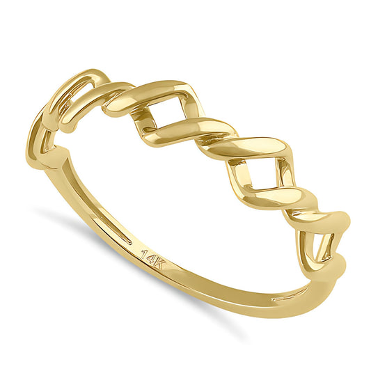 Vinali 14K Solid Yellow Gold Open Twist Ring for Women
