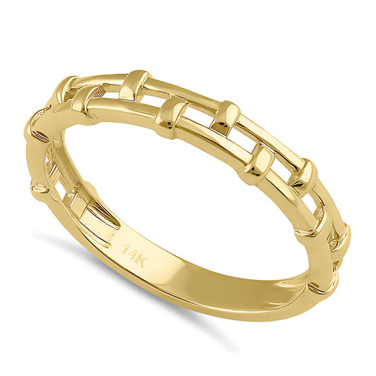 Vinali 14K Solid Yellow Gold Open Bar Ladder Stacking Ring for Women