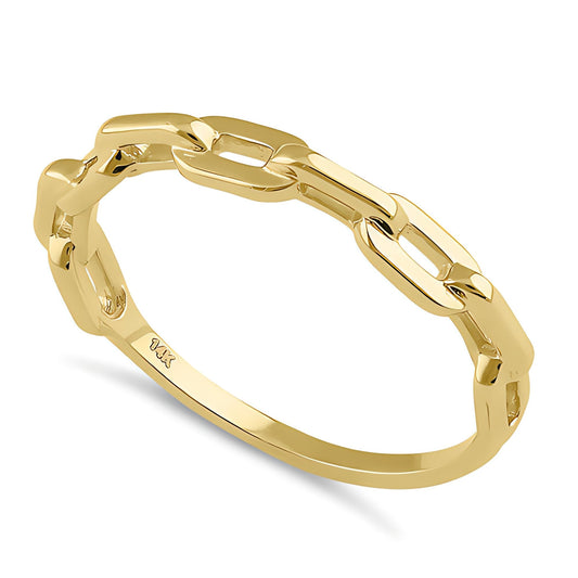 Vinali 14K Solid Yellow Gold Paperclip Chain Link Ring for Women
