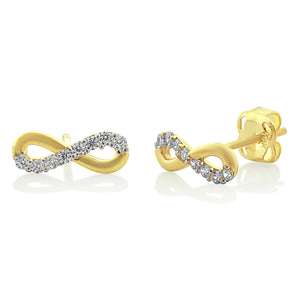 14K Yellow Gold Cz Small Infinity Stud Earrings - 0.33in