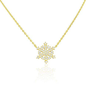 Sold 14K Yellow Gold CZ Snowflake Necklace - 0.43in