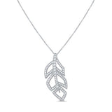 Sterling Silver Cz Feather Necklace 18"