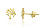 14K Yellow Gold Tiny Celtic Tree of Life Stud Earrings - 6mm