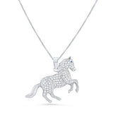Sterling Silver Cz Stallion Horse Necklace