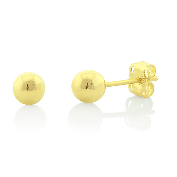 14K Yellow Gold Small Ball Stud Earrings - 4.0mm