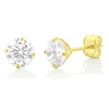 14K Yellow Gold .90ct Cz Round Stud Earrings