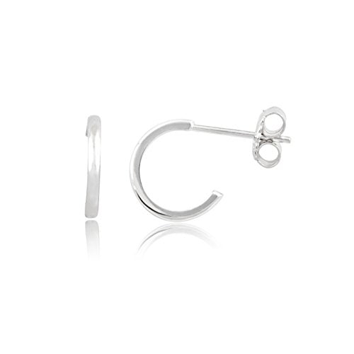 Sterling Silver Small C Hoop Huggie Earrings- 11mm