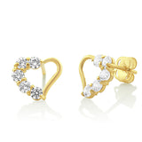 14K Yellow Gold Cz Small Heart Stud Earrings - 0.30 in