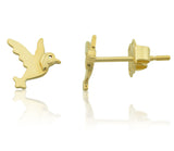 14K Yellow Gold Tiny Hummingbird Stud Earrings - 6mm