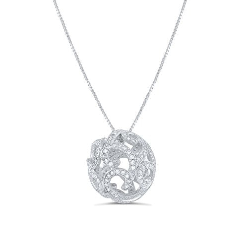 Sterling Silver Cz Filigree Ball Necklace 18