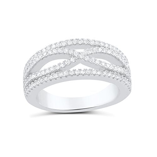 Sterling Silver Cz Stacked Infinity Ring - Size 5
