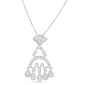 Sterling Silver Cz Dangling Chandelier Necklace 18"
