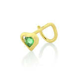 14K Yellow Gold Small Green Cz Heart Nose Ring