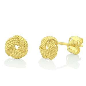 14K Yellow Gold Small Love Knot Stud Earrings - 0.21in