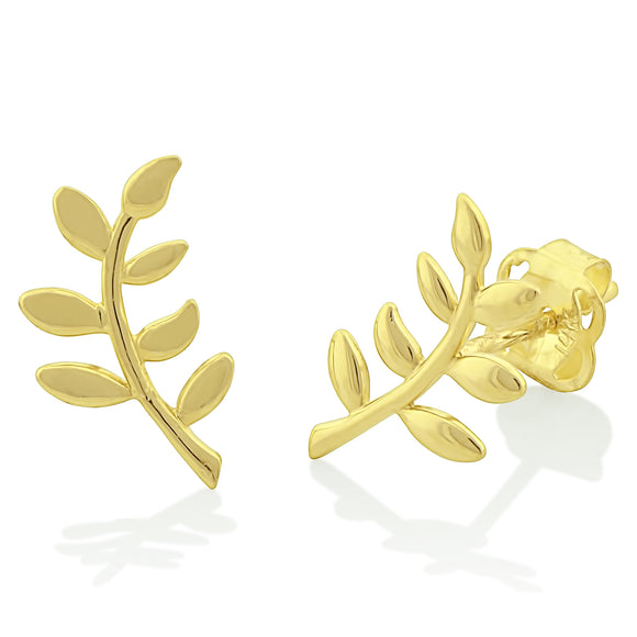 14K Yellow Gold Small Flower Vine Stud Earrings - 0.39in