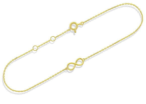 Vinali Solid 14K Yellow Gold Women's Dainty Infinity Bracelet - 8in