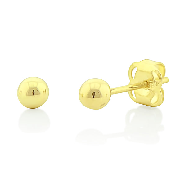 14K Yellow Gold Tiny Ball Stud Earrings - 2.7mm