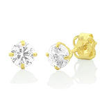 14K Yellow Gold .50ct Cz Round Stud Earrings