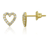 14K Yellow Gold Cz Tiny Heart Stud Earrings - 0.23in