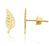 14K Yellow Gold Small Feather Stud Earrings - 10mm