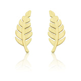 14K Yellow Gold Small Feather Stud Earrings - 10mm