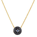 Yellow Gold-Tone Sterling Silver Cz Evil Eye Necklace 18"