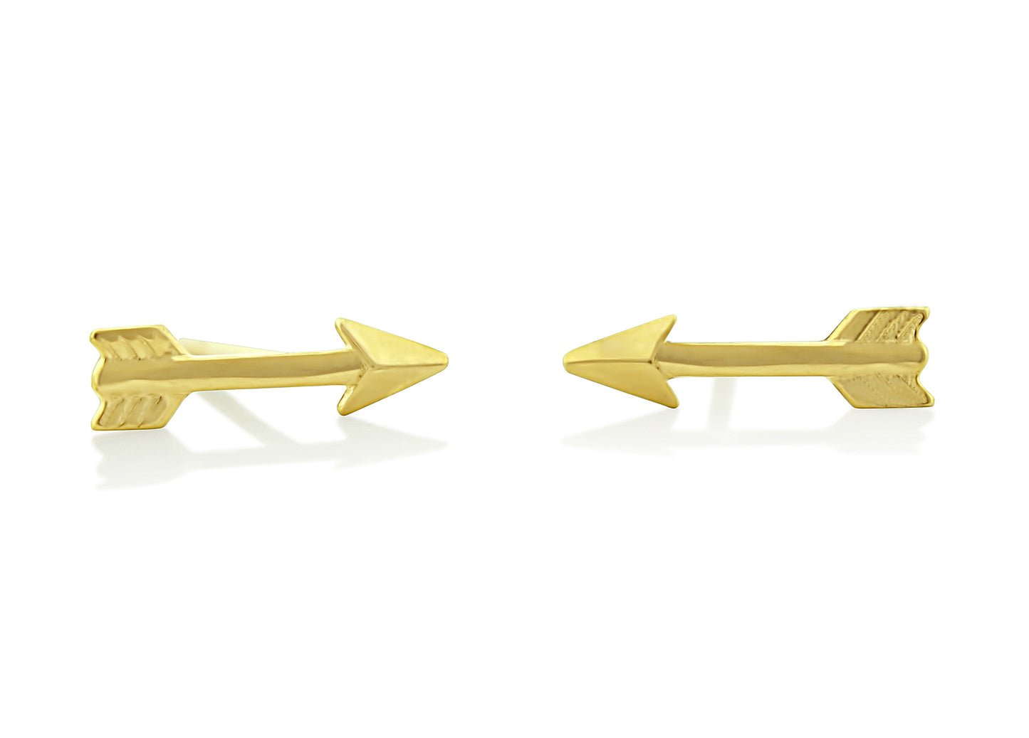 14K Yellow Gold Tiny Arrow Stud Earrings - 0.30in