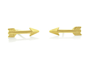 14K Yellow Gold Tiny Arrow Stud Earrings - 0.30in