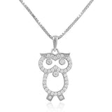Sterling Silver Cz Owls Necklace