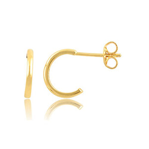Gold Tone Sterling Silver Small C Hoop Huggie Earrings 11mm