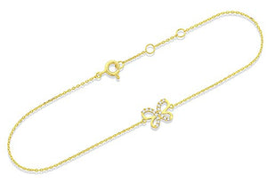 Sold 14K Yellow Gold CZ Small Butterfly Bracelet - 8in
