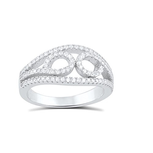 Sterling Silver Cz Stacked Infinity Ring - Size 5 - 11